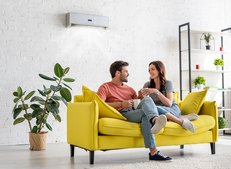 Modern home interior showcasing cool and comfortable living space with energy-saving window films